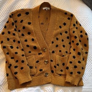 Madewell Mustard and Black Polka Dot Cardigan size S